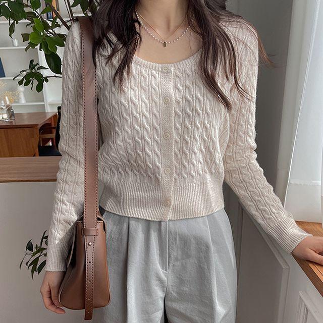 처음본 캐시미어 유넥 꽈배기 가디건 -6color