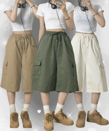 [👩🏻‍❤️‍👨🏻남녀공용/커플룩인기👩🏻‍❤️‍👨🏻] 면100% 아방핏 Y2K 카고버뮤다팬츠