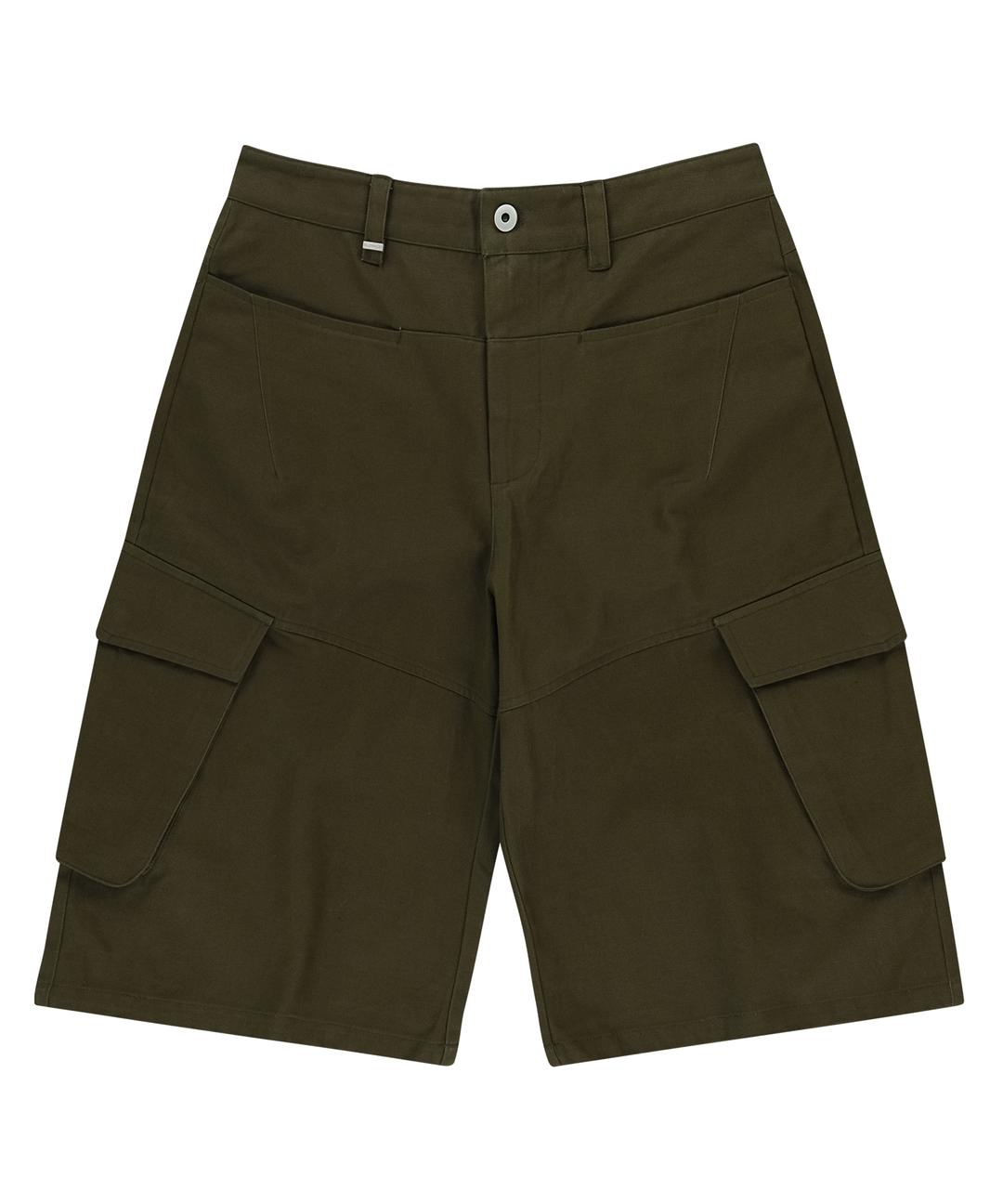 OUT POCKET BERMUDA CARGO COTTON SHORTS [KHAKI]