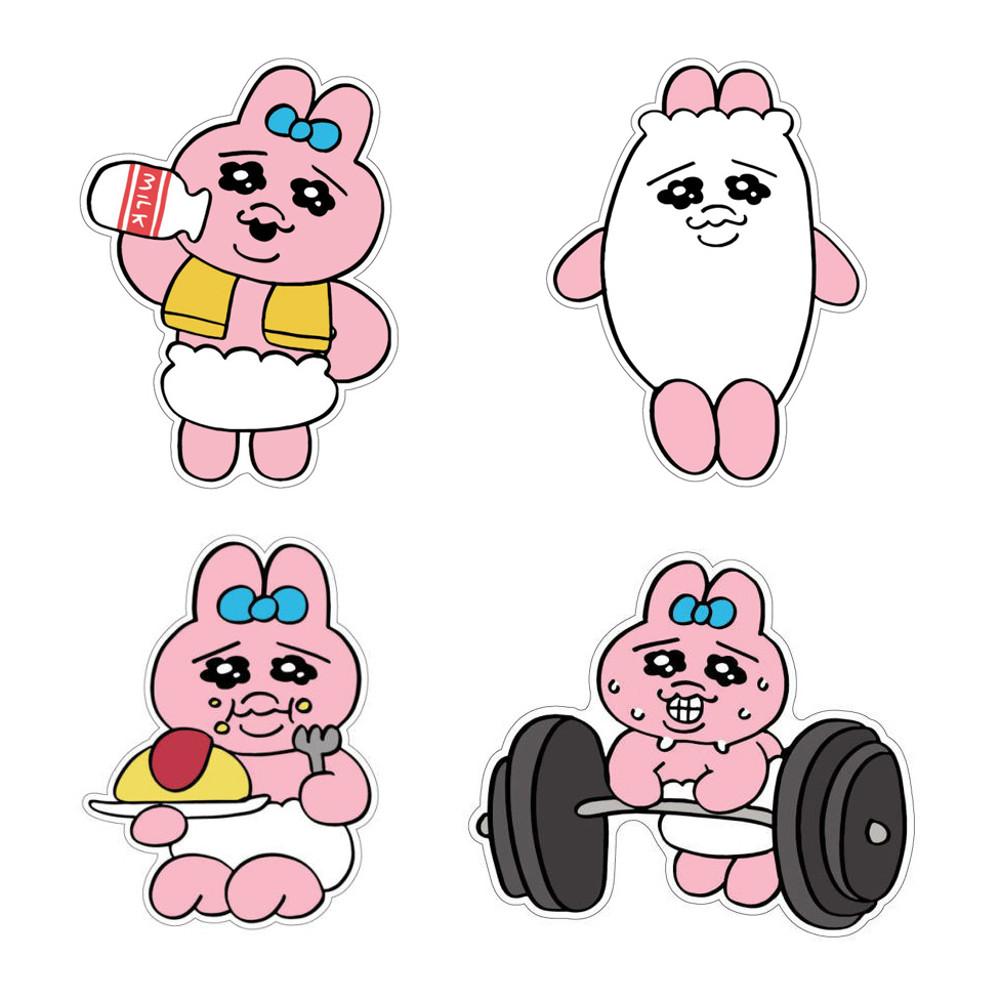 오빤쮸우사기 오빤쮸토끼 다이컷 미니 데코 스티커 4종