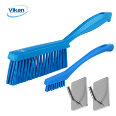 바이칸 욕실 청소용 브러쉬 세트 테이블솔 미디움 + 틈새 하드솔 + 벽걸이 후크 2개, 블루, 1세트