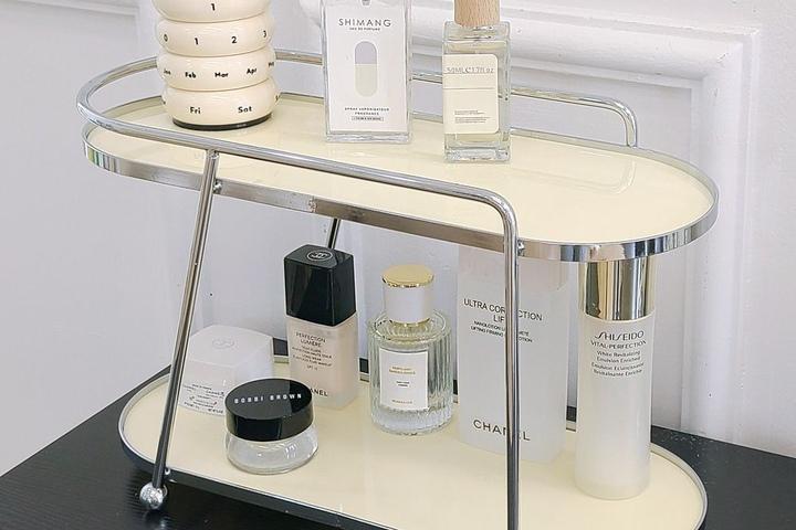 파린느 2단 화장품 정리함 화장대 소품 수납함 아크릴 정리대 향수 수납장 철제 트레이