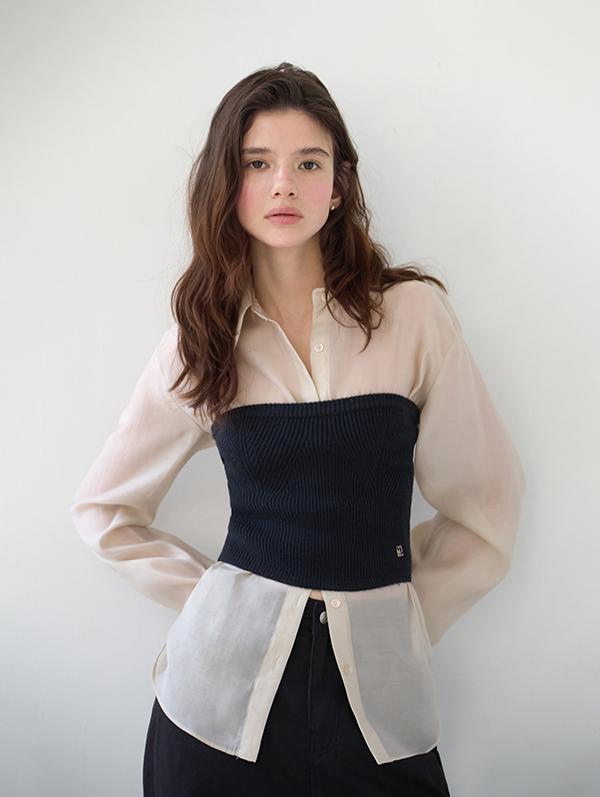 TENCEL SILKY SHIRTS (CREAM BEIGE)