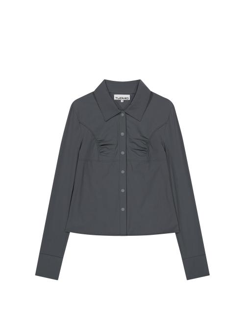 SHIRRED SLIM FIT SHIRT [CHARCOAL]