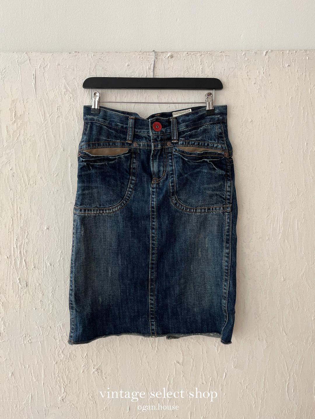 #vintage midi denim skirt