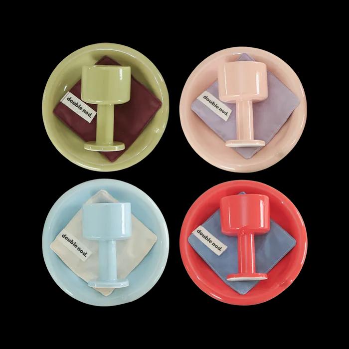 [선물포장] 더블노드 미니와인잔+플레이트+코스터 1인 선물 세트 _ 4 types