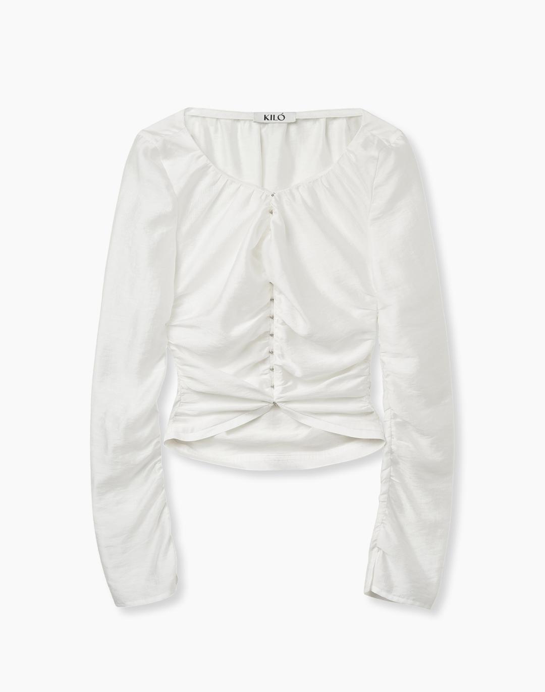 HOOK SHIRRING BLOUSE (WHITE)