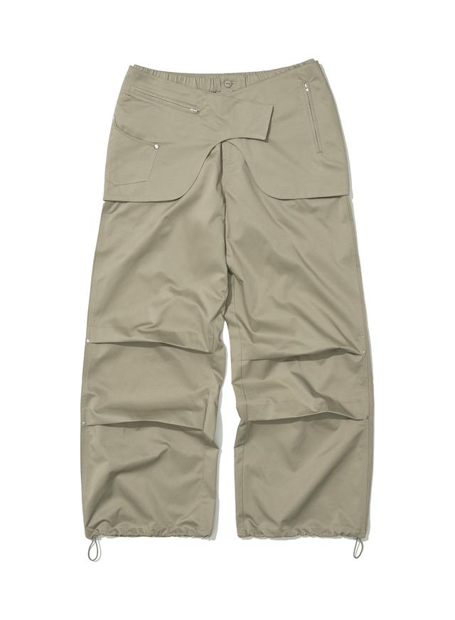 [WOMEN] 2WAY BELTED LAYERED PARACHUTE PANTS_KHAKI BEIGE