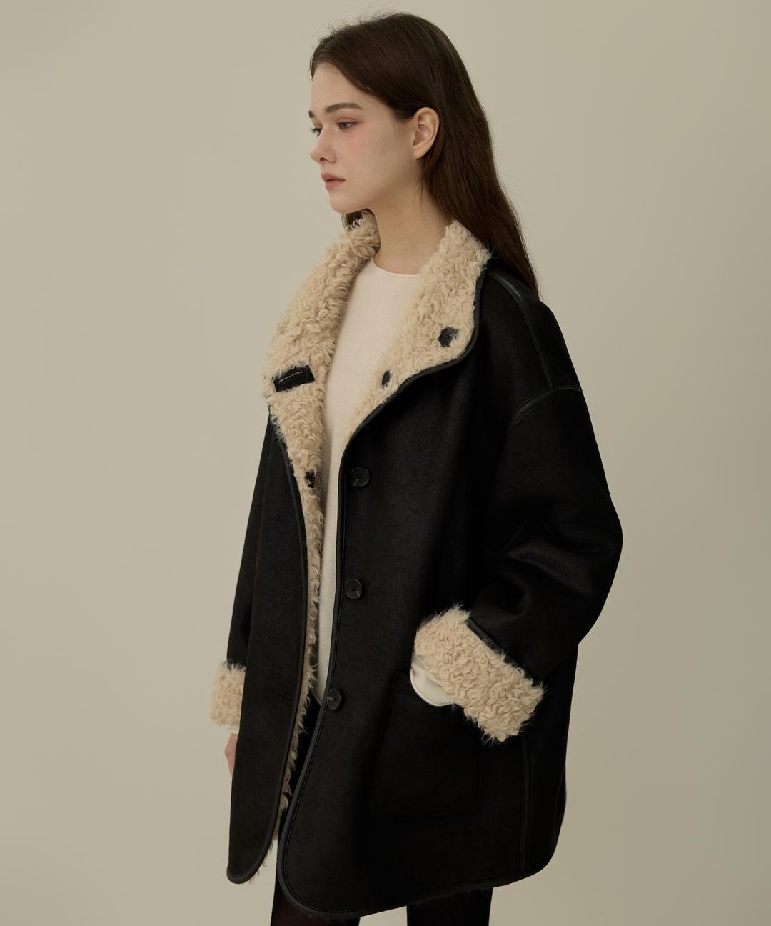 엘리오티 Mouton Fur Reversible Half Coat_2Color