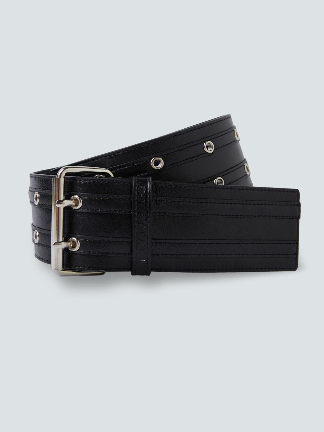 Two line eyelet belt_Black