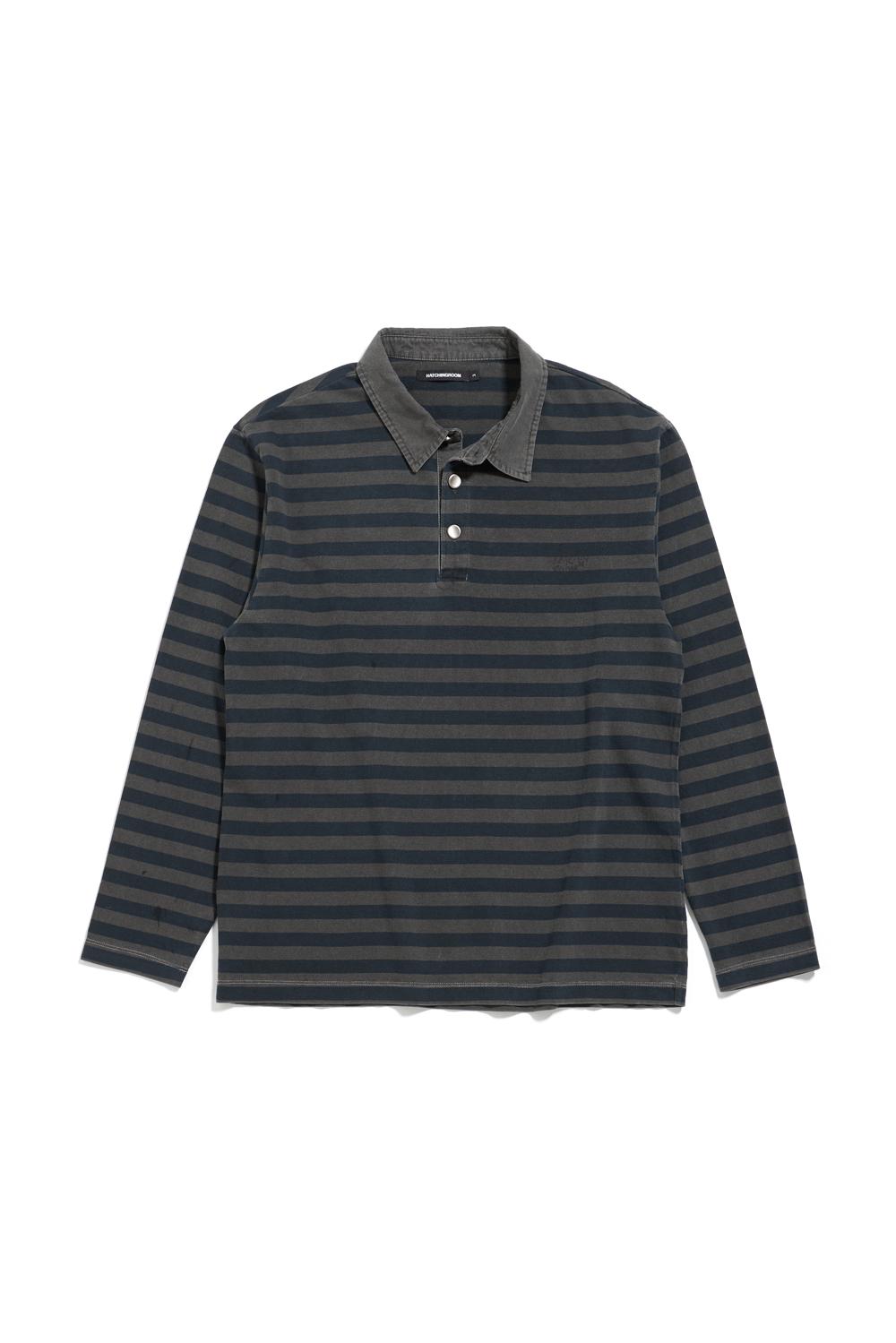 VTG Stripe Polo Tee Dyed Blue (Restock)