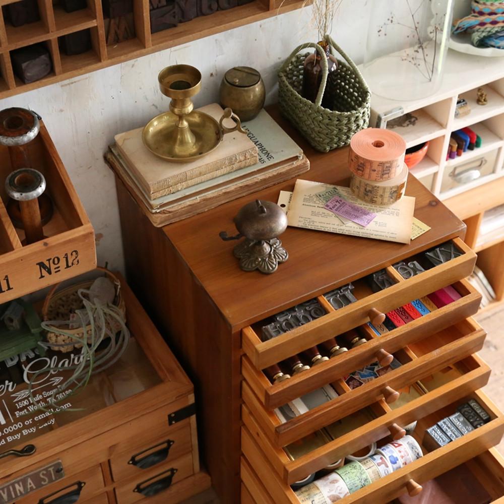 다꾸정리함 빈티지 우드 다꾸 소품 수납장