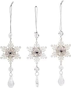 Kurt Adler Snowflake Drop Acrylic, Christmas Ornaments 3 Assorted