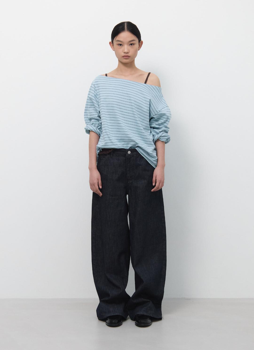 26SS OFF SHOULDER STRIPE TOP / BLUE