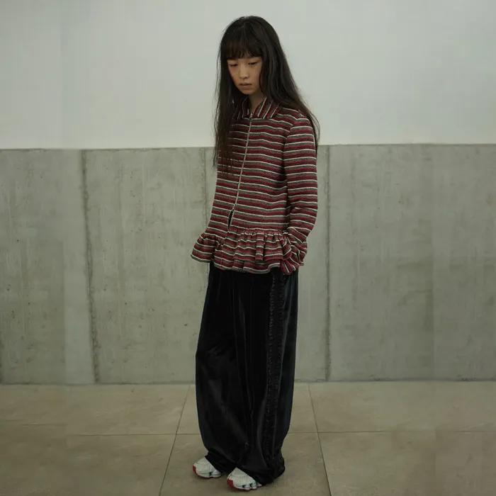 Velvet relax track pants_Black