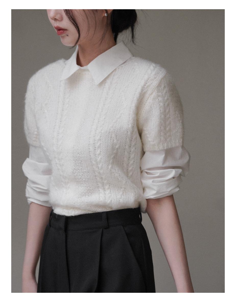 올더 하프 케이블 니트 (2colors)