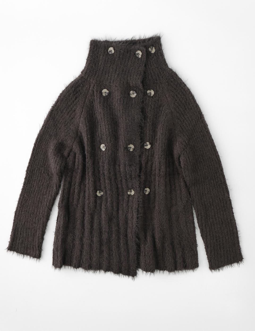 Buttoned knit cardigan (brown)