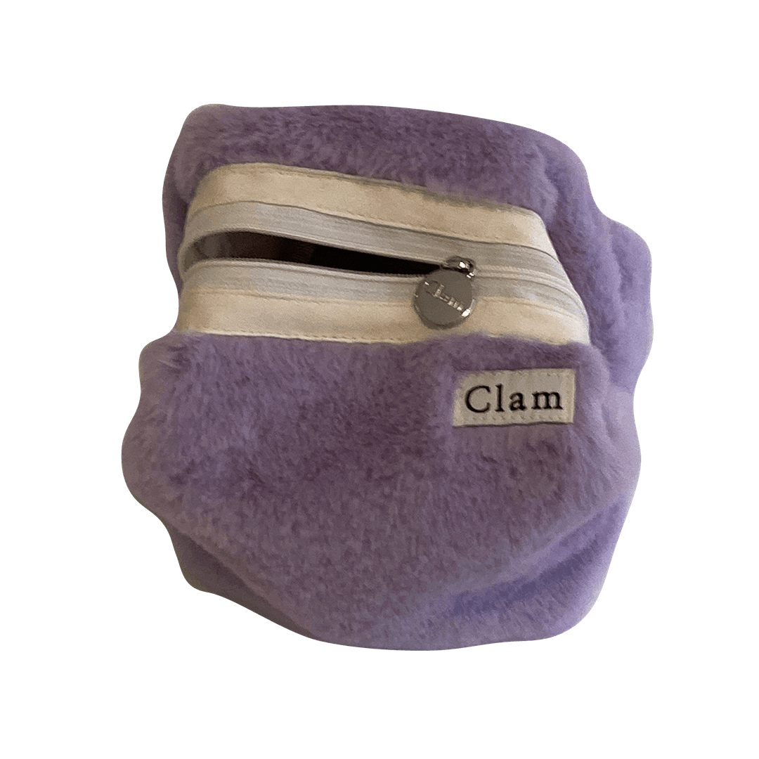 Clam round pouch _ Fur Peace violet