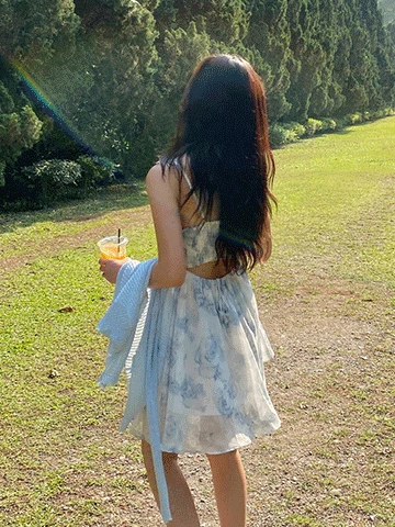 [무료배송] 블러링 셔링 미니 원피스