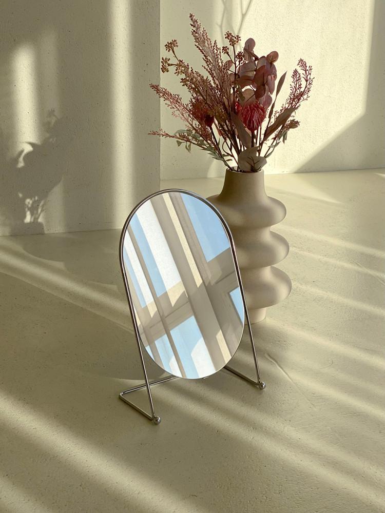 미드센추리 인테리어 스텐 타원형 화장대 탁상거울