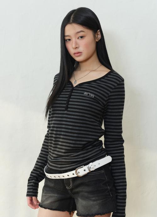 ELLEN STRIPE TEE / BLACK