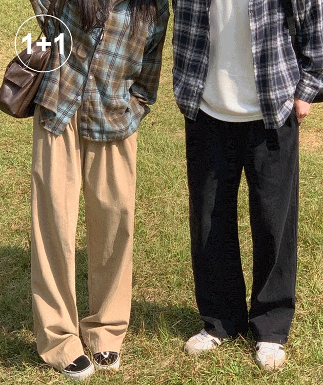 [1+1][남녀공용] 포브 투턱 와이드 밴딩 팬츠 #한정수량 #초특가