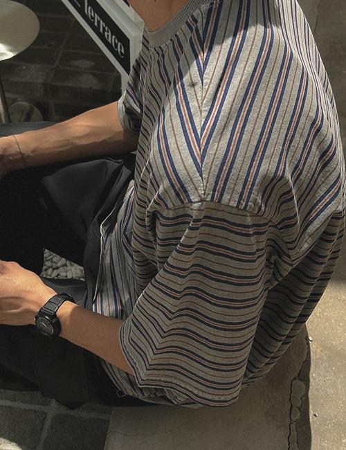 브릿 피그먼트 단가라 반팔(2color)