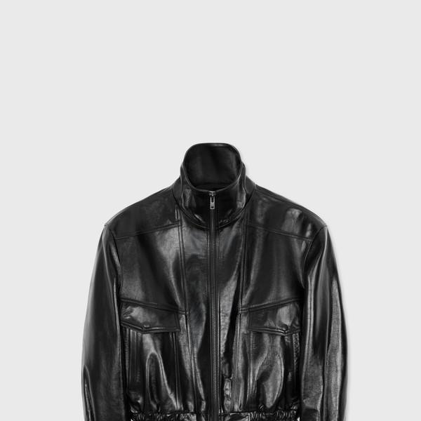PORTO LEATHER BOMBER JACKET BLACK
