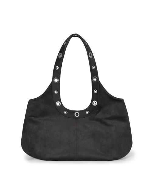 Suede Eyelet Dumpling Bag (Charcoal)