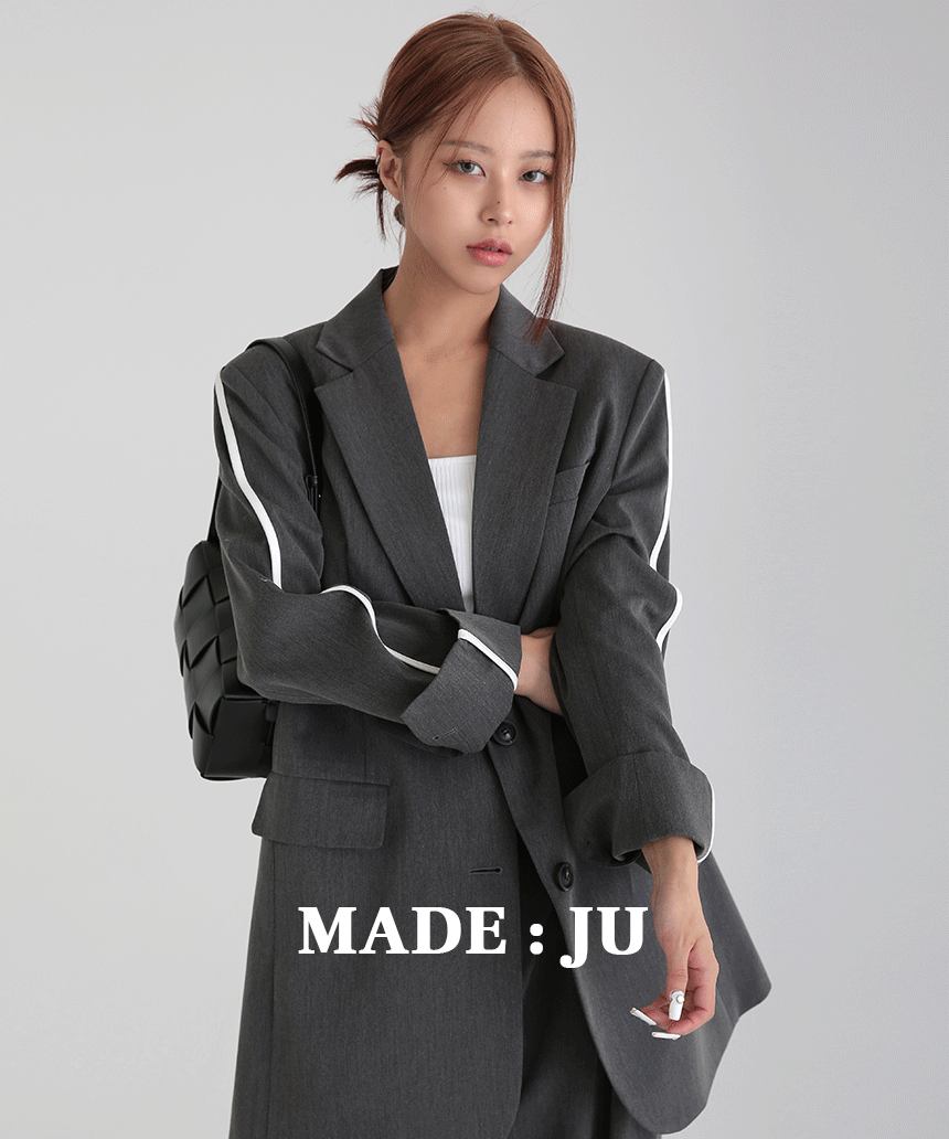 스테이 싱글 투 버튼 라인 자켓 2col