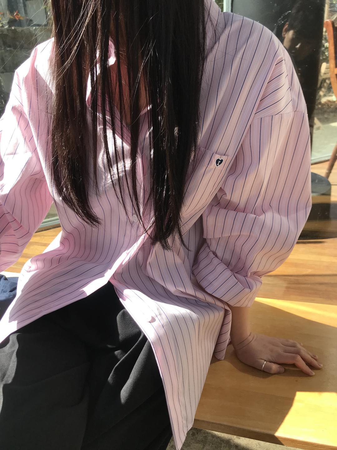 스트라이프 와이드 셔츠