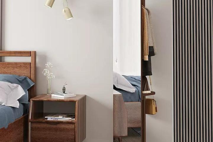 [해외] 스탠드 회전식 전신거울 수납행거 옷장