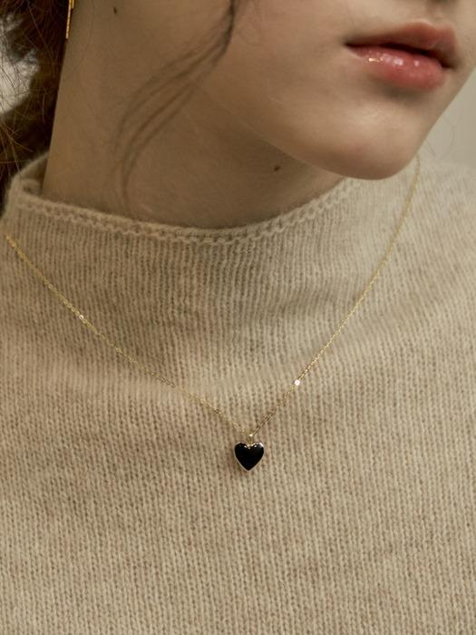 14K Plump Heart Necklace BLACK GN302B