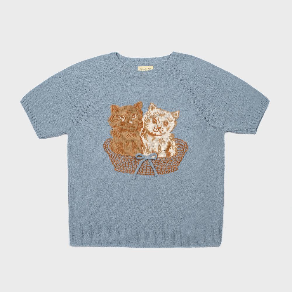 NAT summer pullover kitties greyish blue