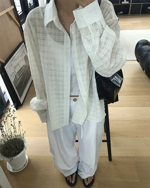 [unisex] 디케 링클 체크 셔츠