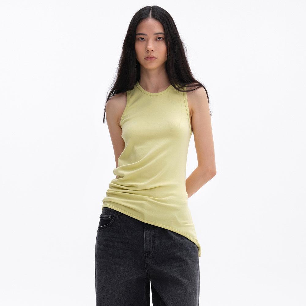 모달 셔링 슬리브리스 [옐로우]