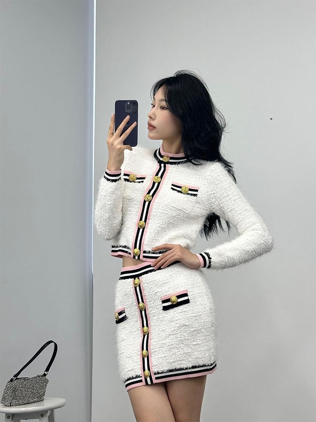 (2color) B 핑키 배색 부클 가디건