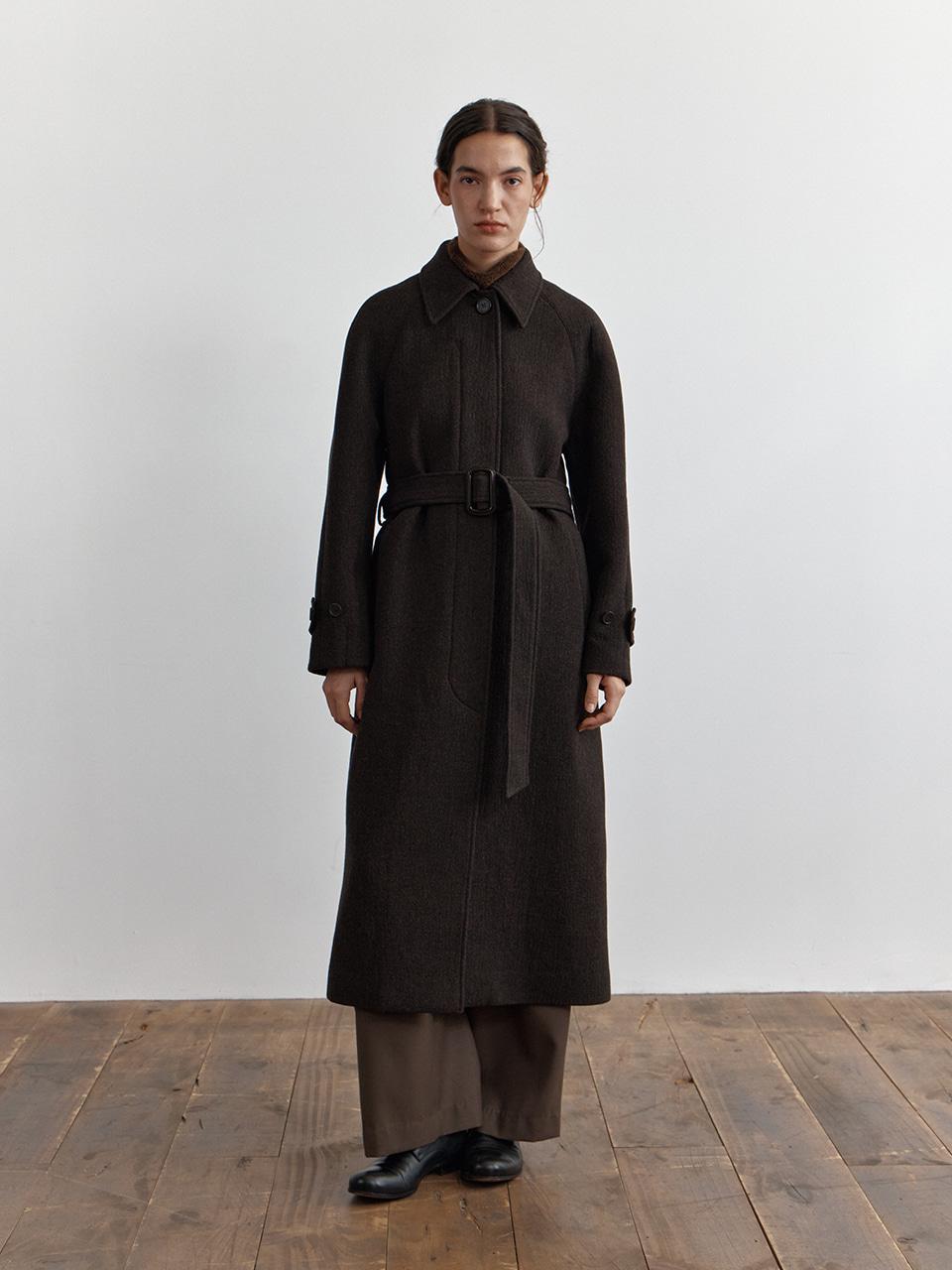 THELMA  BALMACAAN COAT, DARK BROWN