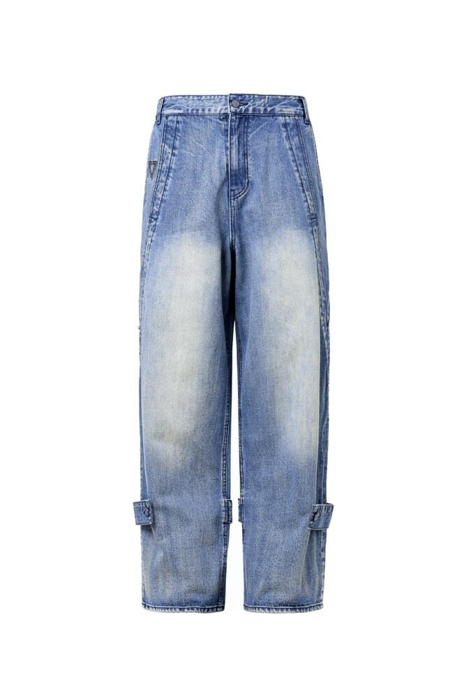 Bold Incision Wide Jeans (Indigo)