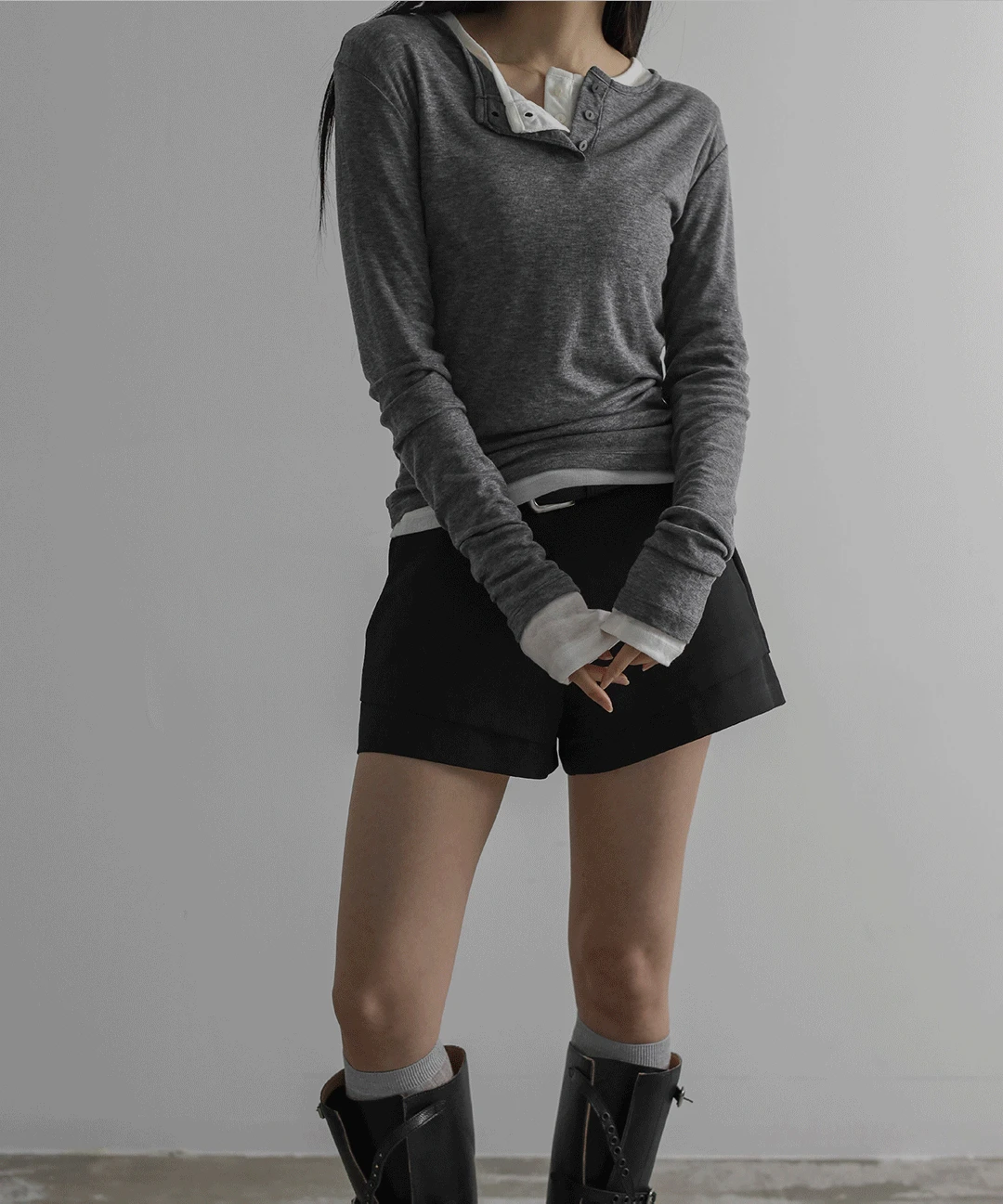 헨리넥 레이어드 롱 티