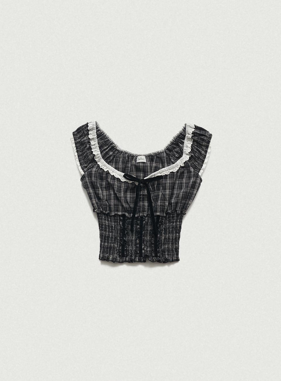 Black Petunia Smocked Blouse [3월 말 순차 배송]
