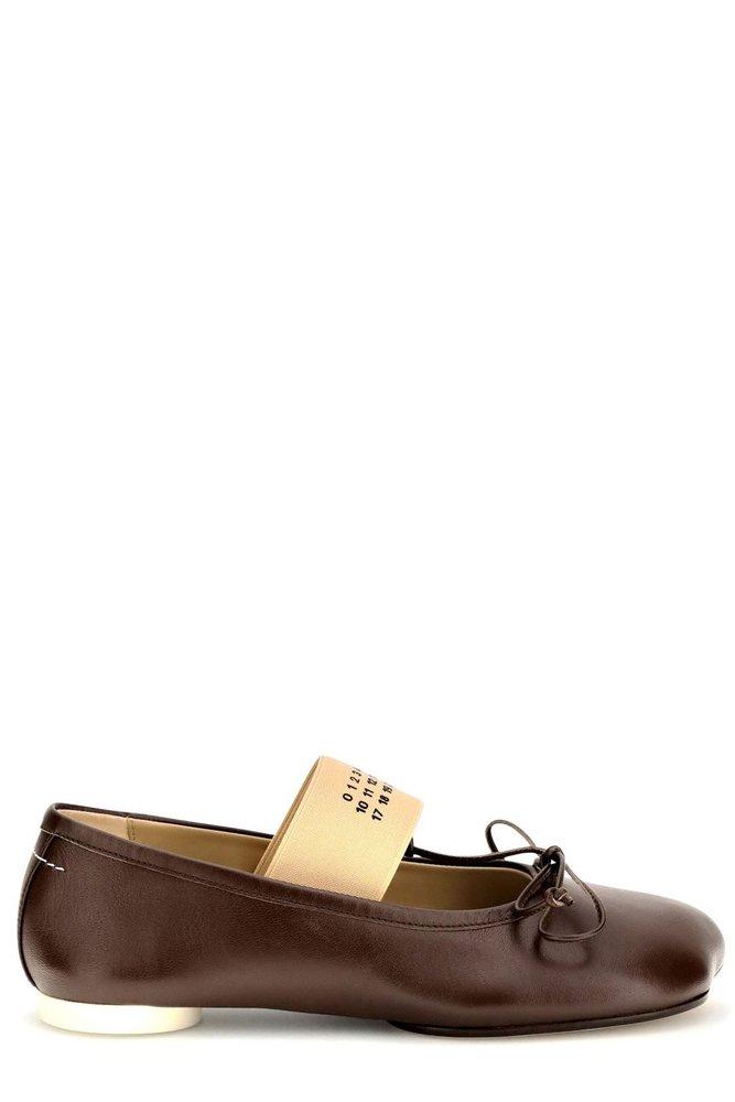 MM6 Maison Margiela Anatomic Numbers-Motif Bow-Detailed Ballerinas