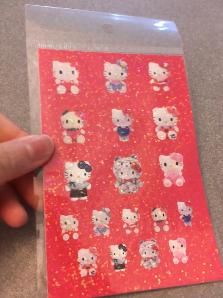 키티 사실적인 글리터 스티커