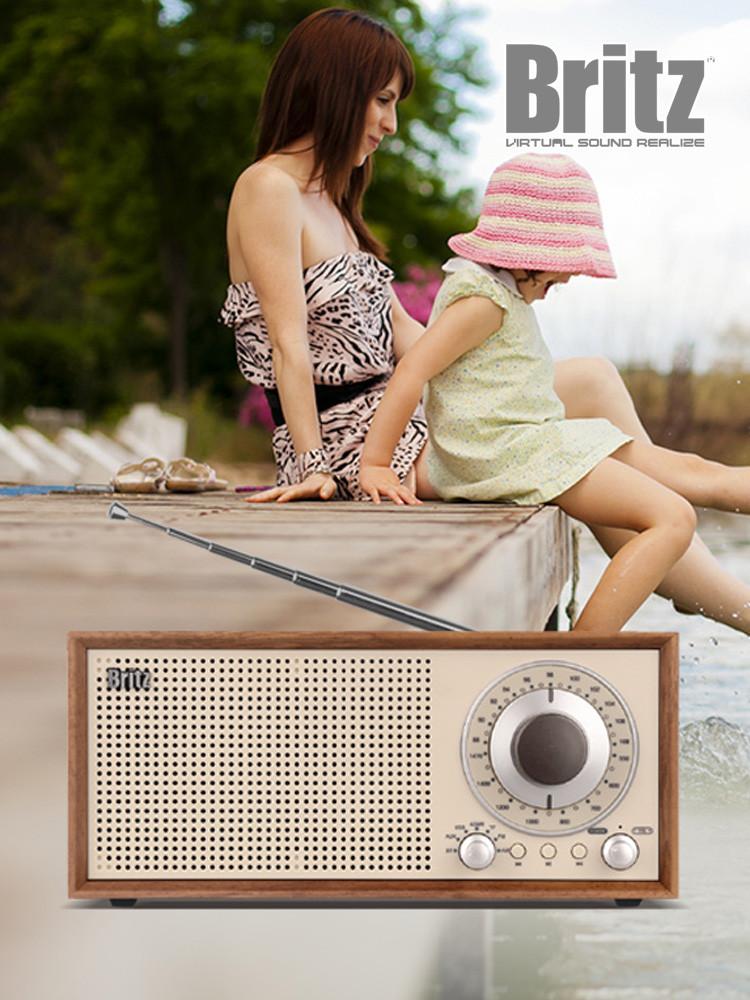 브리츠 BA-MK30 레트로 감성캠핑 인테리어 아날로그 올인원 FM라디오 블루투스 스피커 : 브리츠스토어