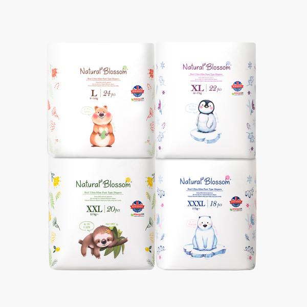 네추럴블라썸 비건 기저귀 4팩 / 8팩 밤기저귀 / 울트라슬림