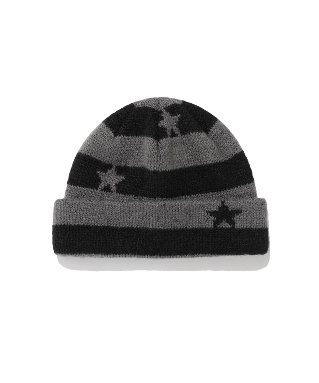 STRIPE CUFF BEANIE_BLACK