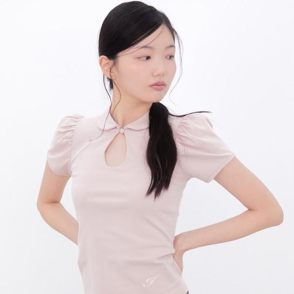 Classic Cut-out Puff Collar Top (PINK)
