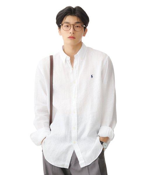폴로 랄프 로렌(POLO RALPH LAUREN)  커스텀 핏 리넨 셔츠 - 화이트 - 사이즈 & 후기 | 무신사