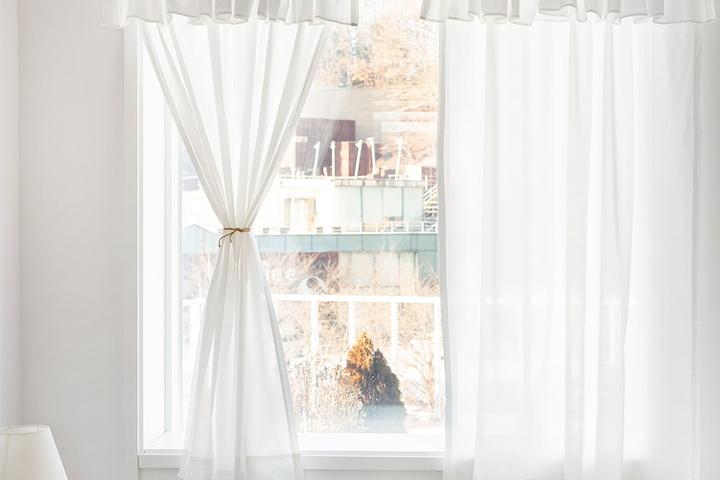 1+1 플린 솔리드 프릴 워싱 면커튼 2size