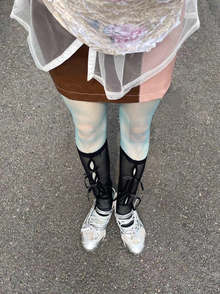 Black cut out knee-socks